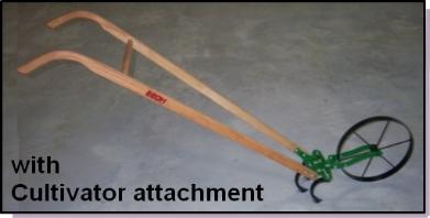 Wheel hoe set up as garden cultivator