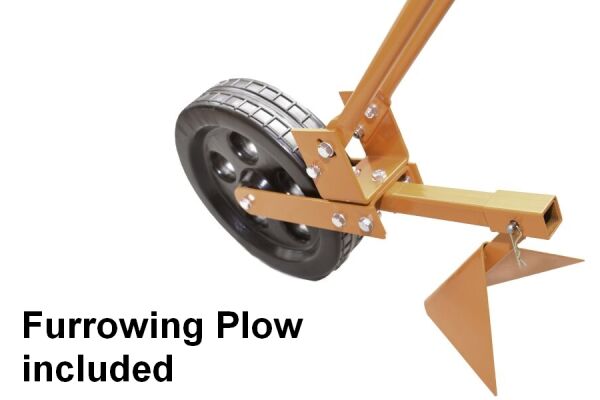 Furrowing plow attached to the Euro wheel hoe