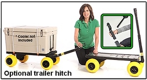 Trailer hitch for garden cart.